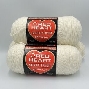 Red Heart Yarn Soft White 100% Acrylic No Die Lot, 2-8 oz Full Skeins, 1-5.75 oz